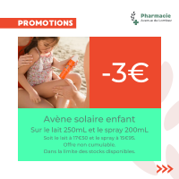 Promotion sur les solaires Avène enfant à la Pharmacie Avenue de Lombez.