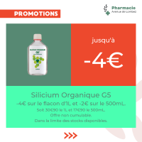 Promotion sur le Silicium Organique G5 à la Pharmacie Avenue de Lombez.